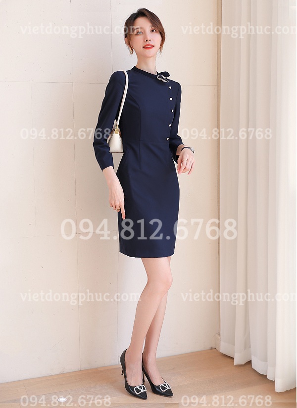 Mẫu váy liền đồng phục Thu Đông 2022, thiết kế form chuẩn đẹp 23%20(2)